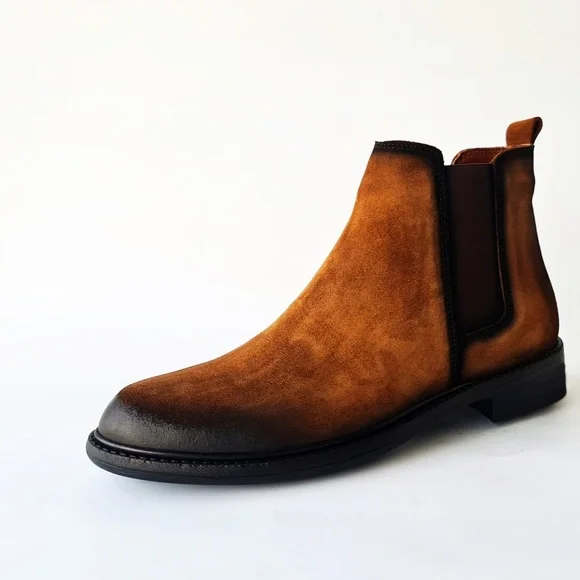 Tobacco Men's Chelsea Genuine Suede Leather Boots - Picture 6 of 6